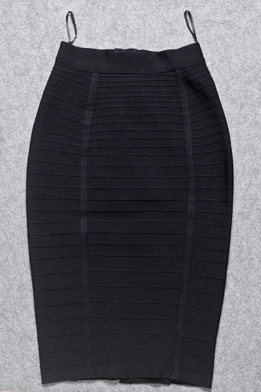 Leni Bandage Top and Knee Length Skirt Set - Classic Black - Image 7