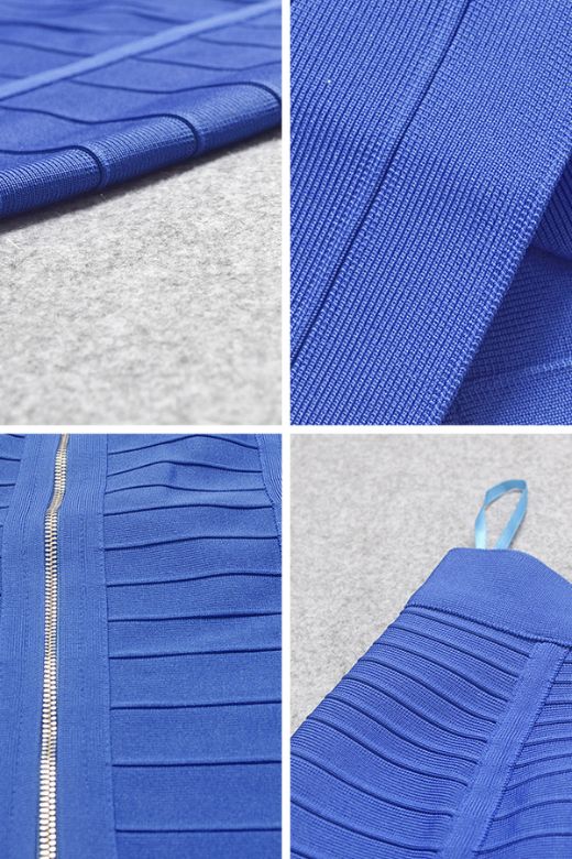 Leni Bandage Top and Knee Length Skirt Set - Royal Blue - Image 11