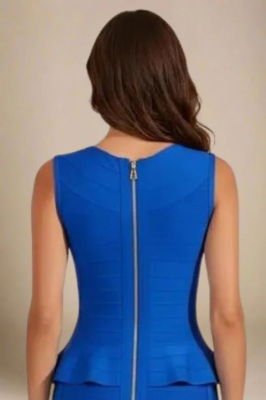 Leni Bandage Peplum Top - Royal Blue - Image 2