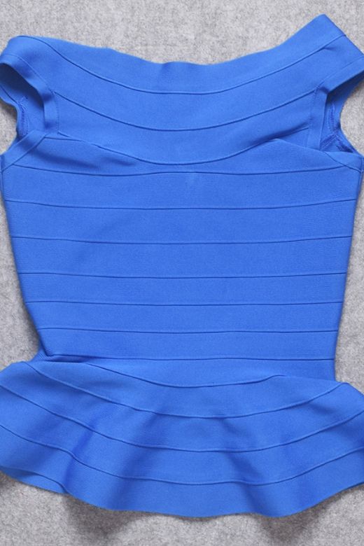 Leni Bandage Top and Knee Length Skirt Set - Royal Blue - Image 7