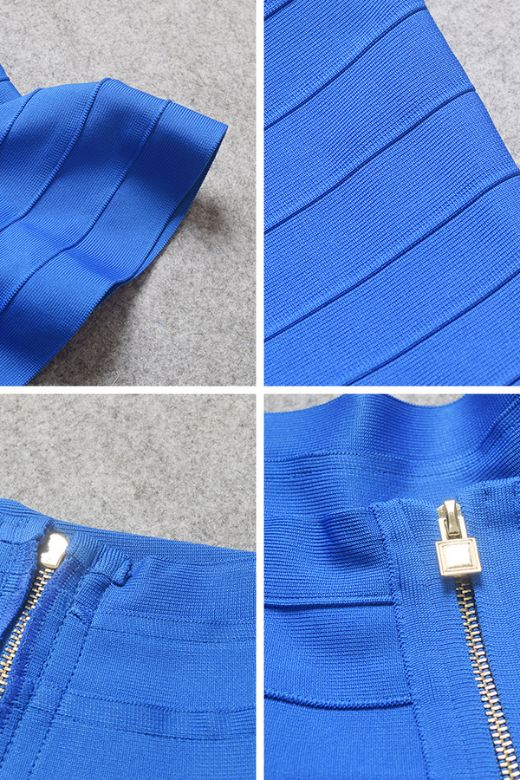 Leni Bandage Top and Knee Length Skirt Set - Royal Blue - Image 8