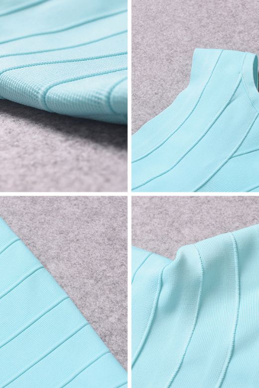 Leni Bandage Top and Knee Length Skirt Set - Sky Blue - Image 6