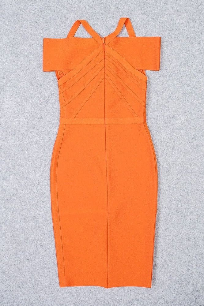 Leo Bandage Midi Dress - Apricot Orange - Image 10