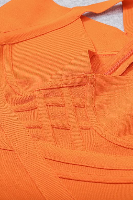 Leo Bandage Midi Dress - Apricot Orange - Image 11