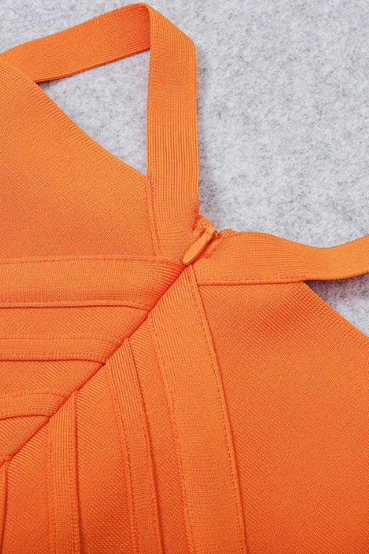 Leo Bandage Midi Dress - Apricot Orange - Image 12