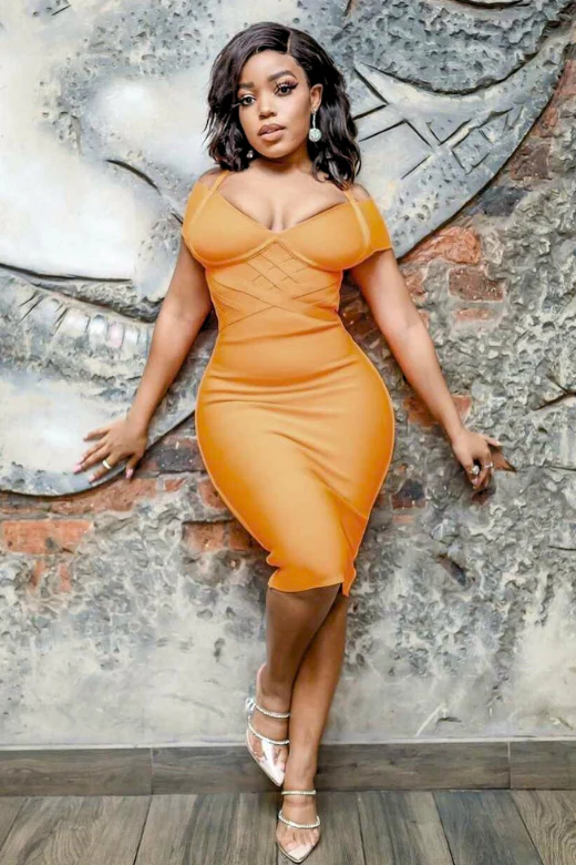 Leo Bandage Midi Dress - Apricot Orange - Image 6