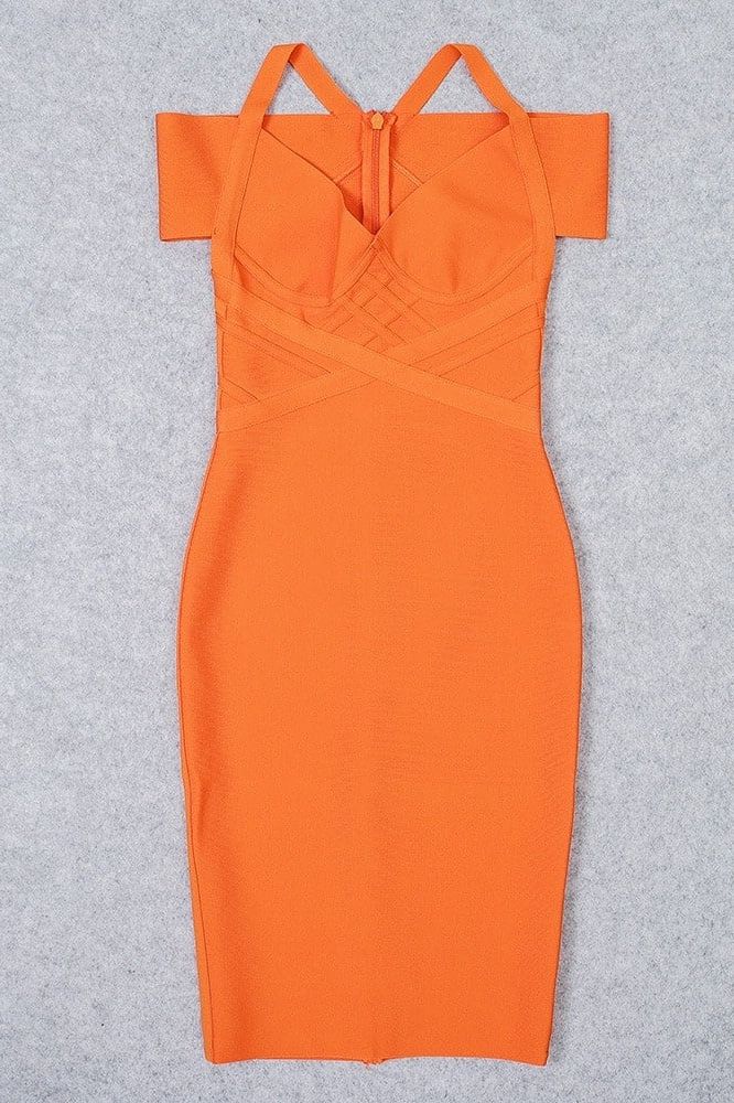Leo Bandage Midi Dress - Apricot Orange - Image 9