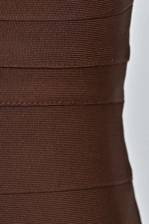 Lisa Long Sleeve Bandage Mini Dress - Chocolate Brown - Image 11