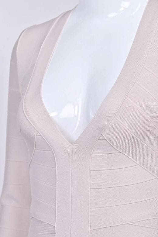 Lisa Long Sleeve Bandage Mini Dress - Cream - Image 10