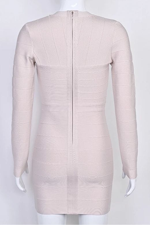 Lisa Long Sleeve Bandage Mini Dress - Cream - Image 8