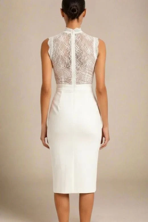 Lori Bodycon Dress - White Pearl - Image 3