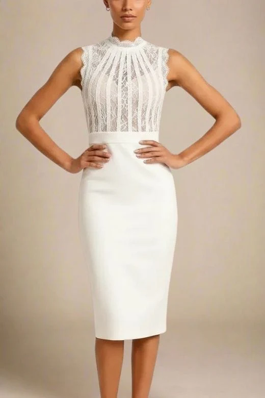 Lori Bodycon Dress - White Pearl - Image 5