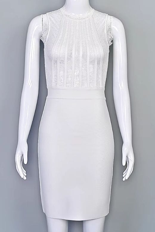 Lori Bodycon Dress - White Pearl - Image 7