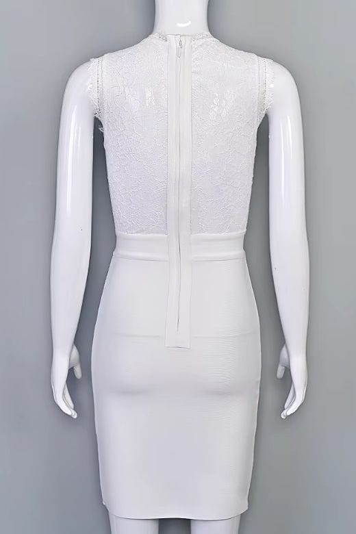 Lori Bodycon Dress - White Pearl - Image 8