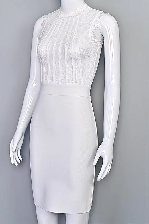 Lori Bodycon Dress - White Pearl - Image 9