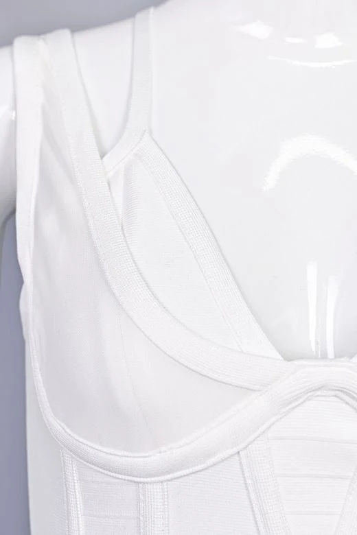 Lucy Bandage Midi Dress - White Pearl - Image 9