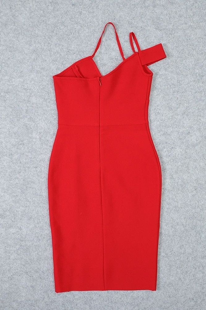 Luna Bodycon Midi Dress - Lipstick Red - Image 10