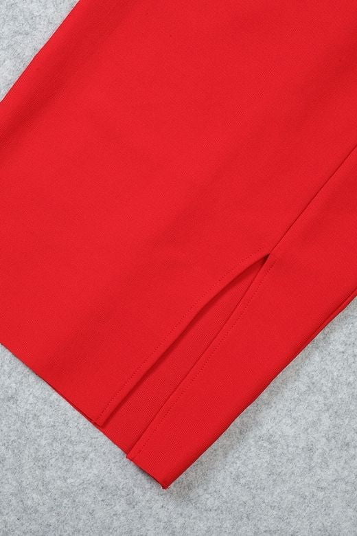 Luna Bodycon Midi Dress - Lipstick Red - Image 11
