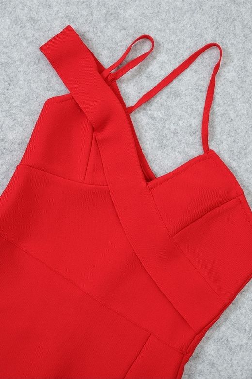 Luna Bodycon Midi Dress - Lipstick Red - Image 12