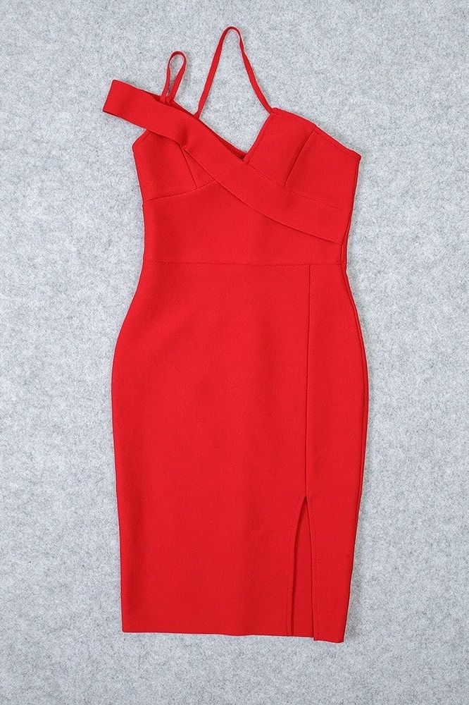 Luna Bodycon Midi Dress - Lipstick Red - Image 9