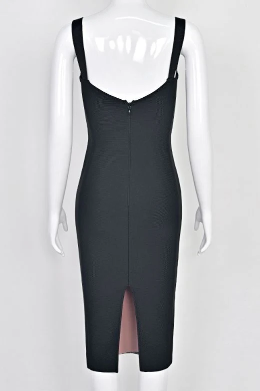 Marilyn Bodycon Wrap Midi Dress - Classic Black - Image 14