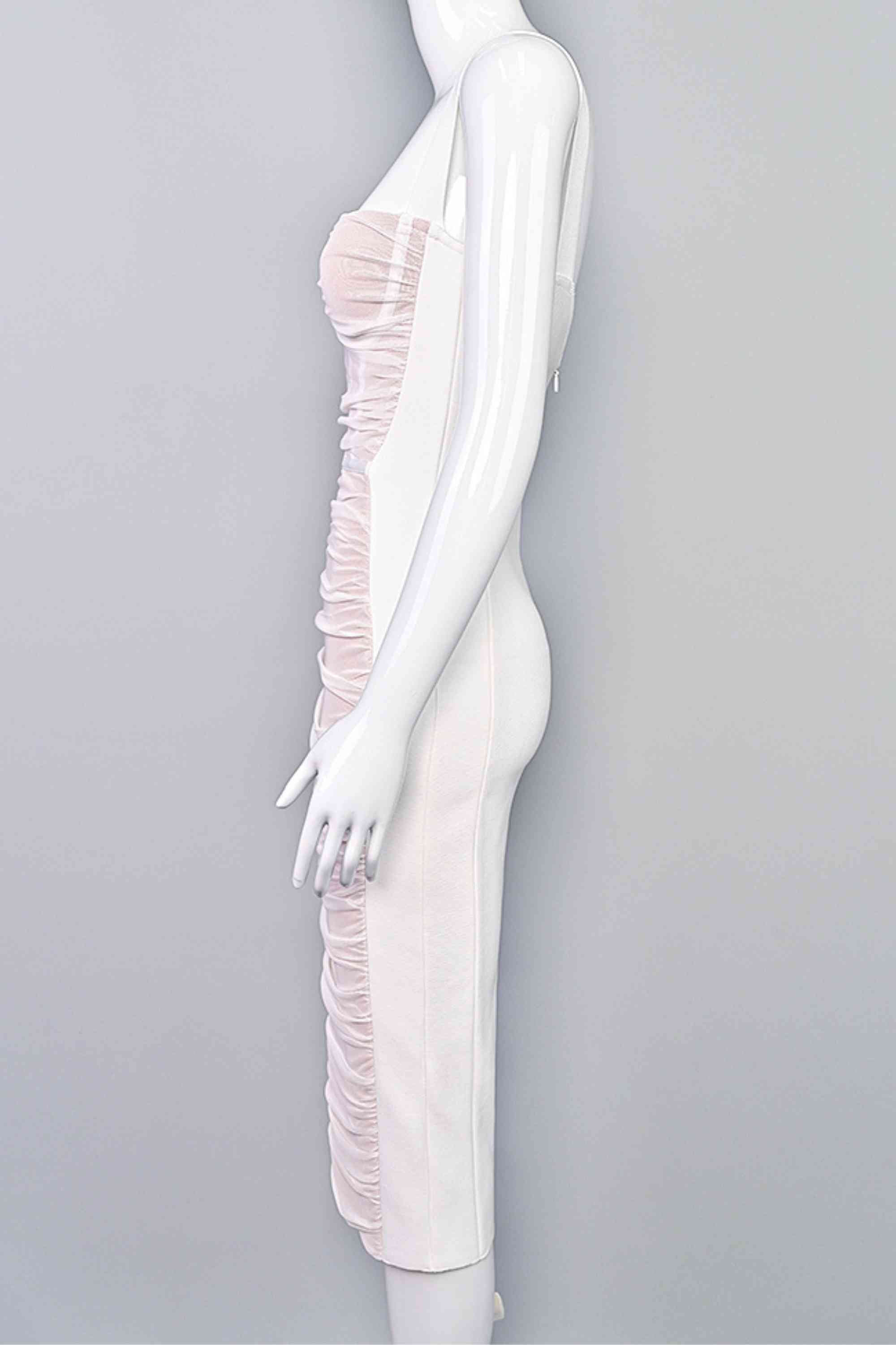 Marilyn Bodycon Wrap Midi Dress - White Pearl - Image 10
