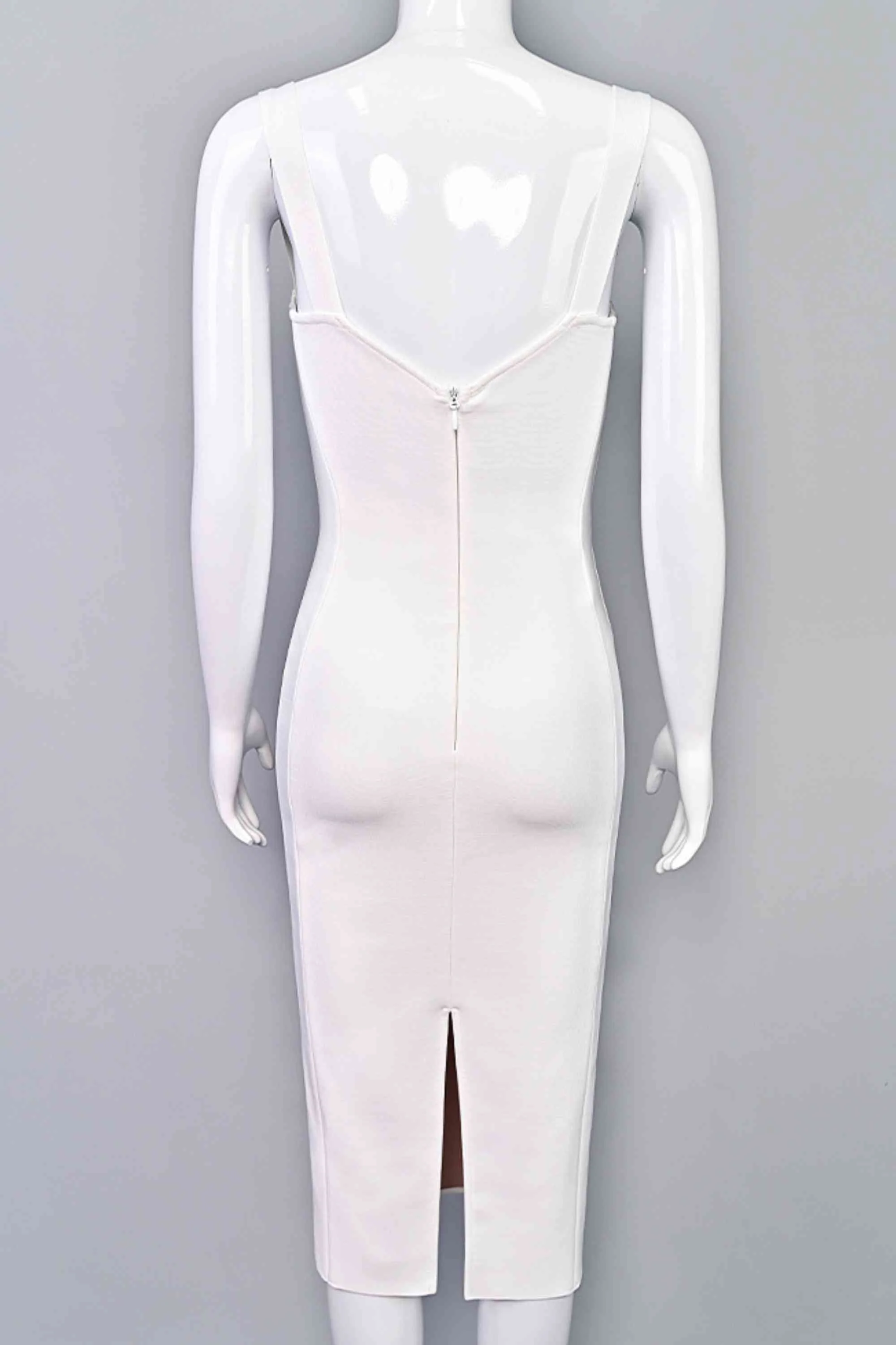 Marilyn Bodycon Wrap Midi Dress - White Pearl - Image 11
