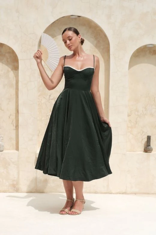 Mavis Midi Dress - Emerald Green - Image 10