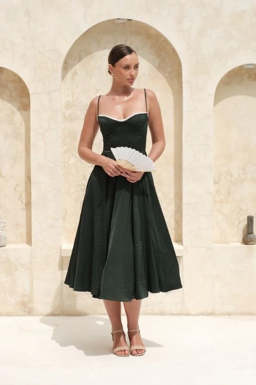 Mavis Midi Dress - Emerald Green - Image 9