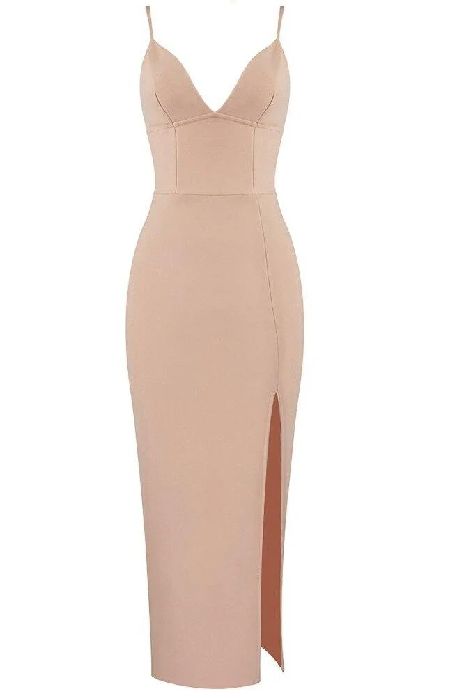 Milan Bandage Midi Dress - Nude - Image 2