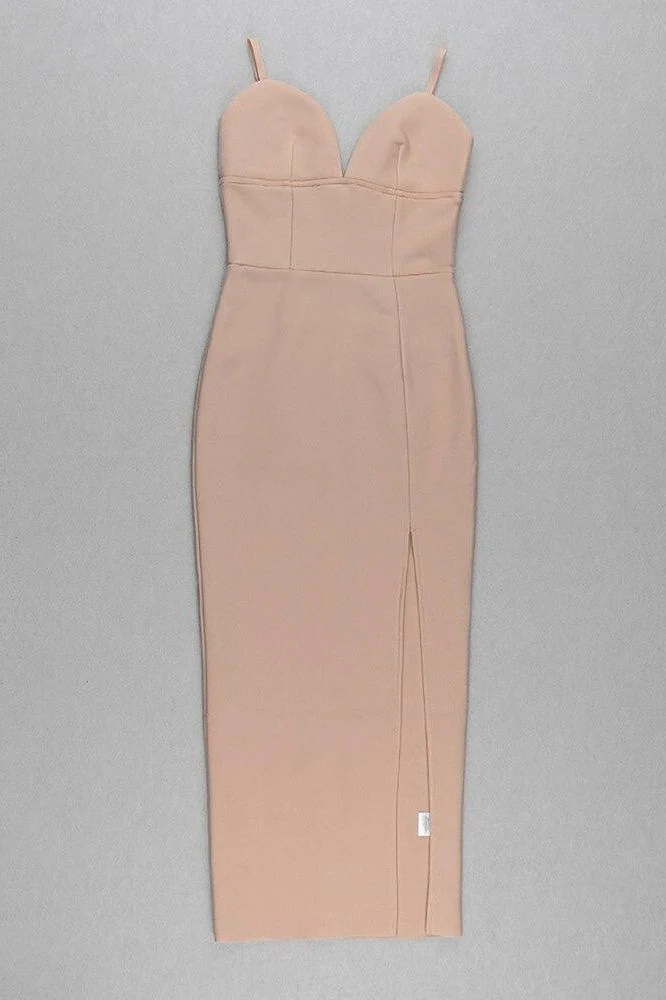 Milan Bandage Midi Dress - Nude - Image 7