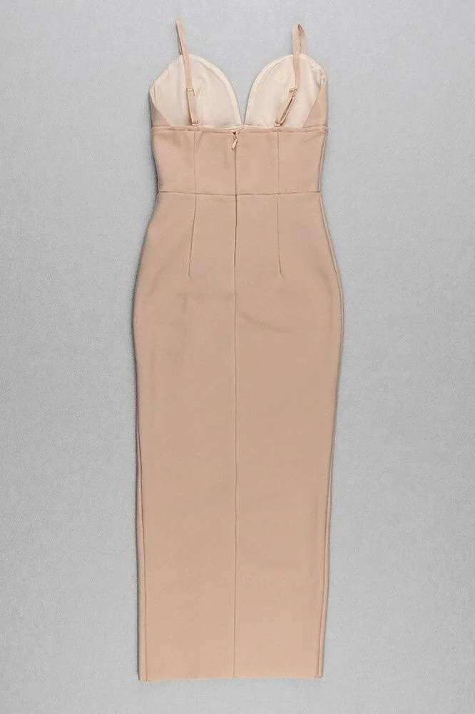 Milan Bandage Midi Dress - Nude - Image 8