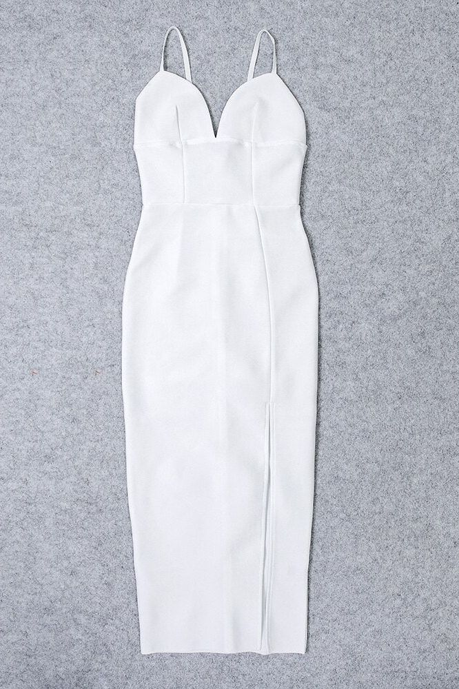Milan Bandage Midi Dress - White Pearl - Image 8