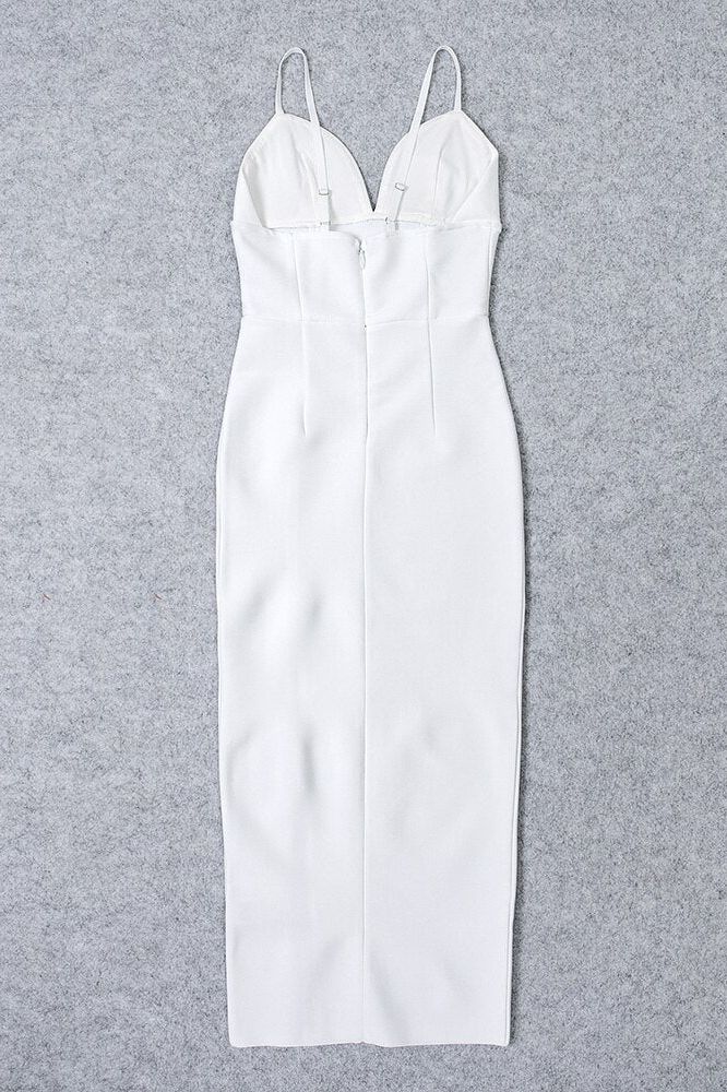 Milan Bandage Midi Dress - White Pearl - Image 9