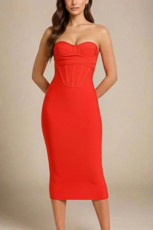 Miles Bodycon Midi Dress - Lipstick Red
