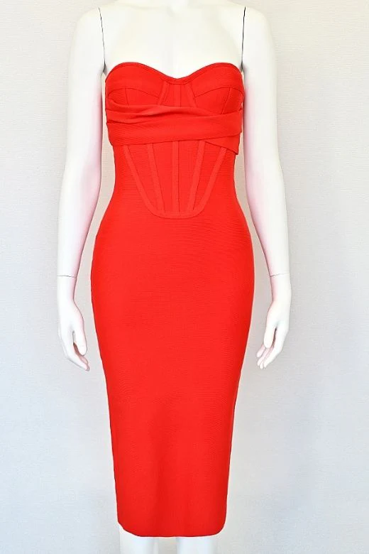 Miles Bodycon Midi Dress - Lipstick Red - Image 7