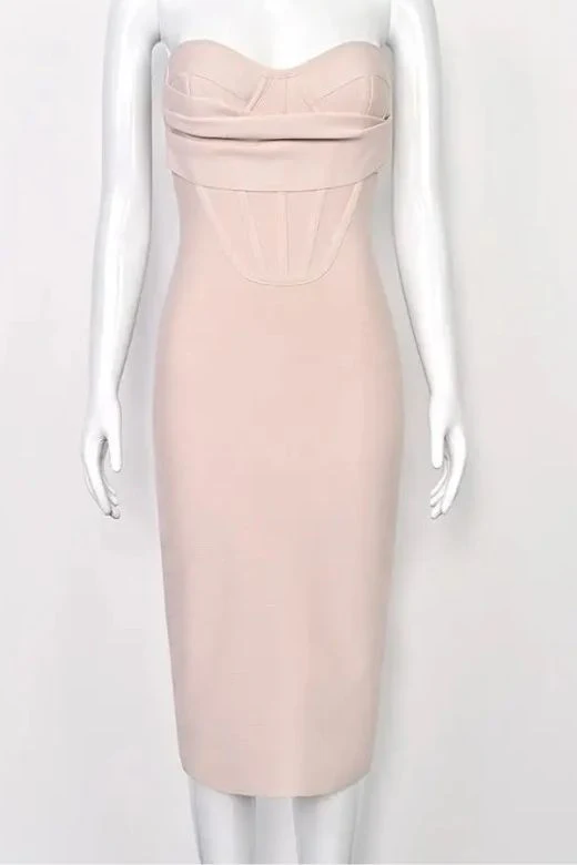 Miles Bodycon Midi Dress - Nude - Image 6