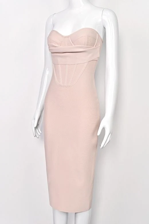 Miles Bodycon Midi Dress - Nude - Image 7