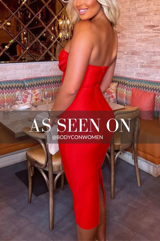 Miles Bodycon Midi Dress - Lipstick Red - Image 9