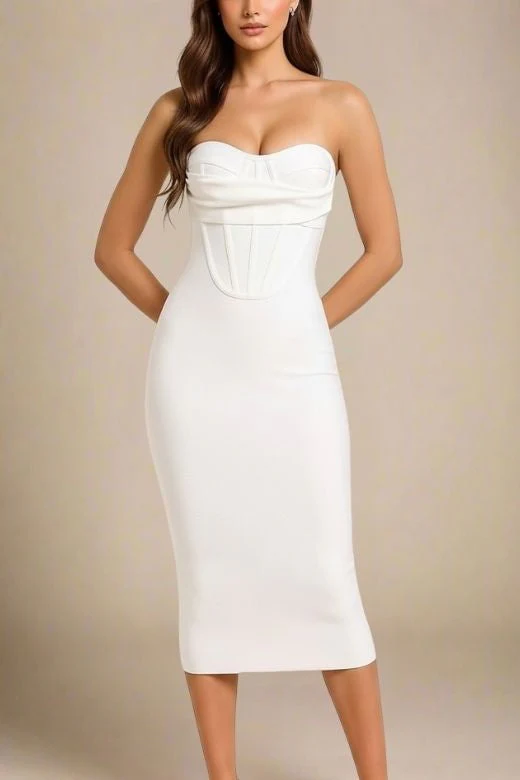 Miles Bodycon Midi Dress - Pearl White - Image 3