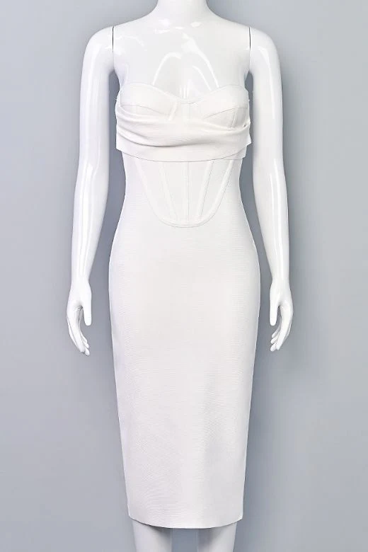 Miles Bodycon Midi Dress - Pearl White - Image 7