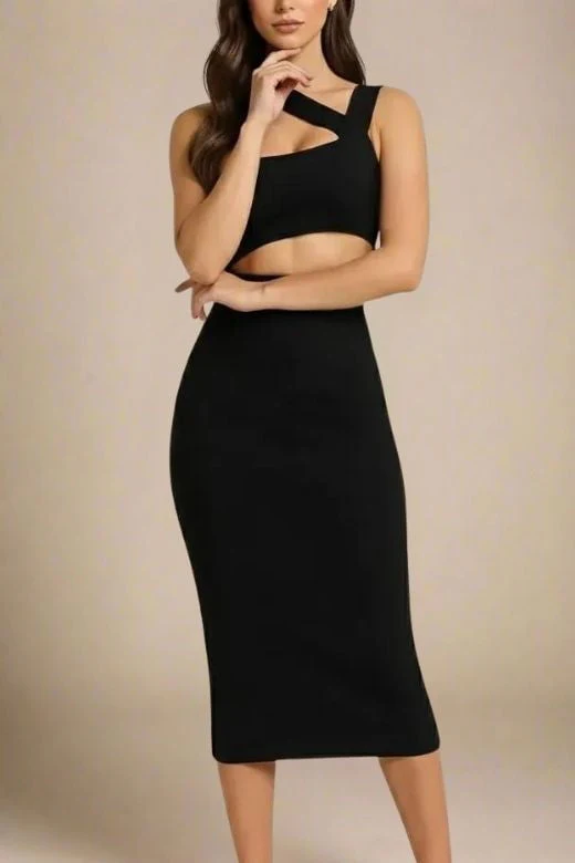 Molly Bandage Midi Dress - Classic Black - Image 3