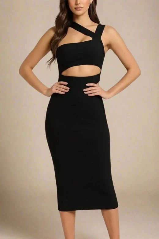 Molly Bandage Midi Dress - Classic Black - Image 4