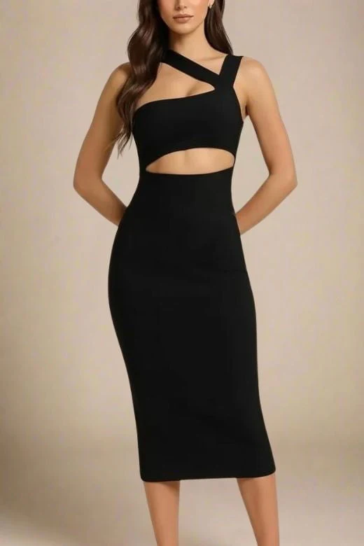 Molly Bandage Midi Dress - Classic Black - Image 5