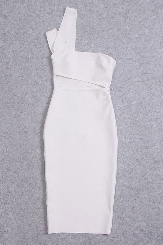Molly Bandage Midi Dress - White Pearl - Image 7