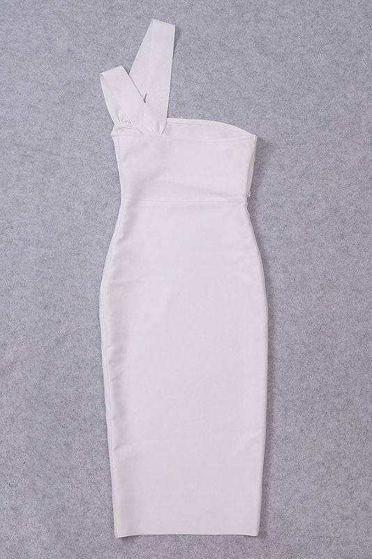 Molly Bandage Midi Dress - White Pearl - Image 8