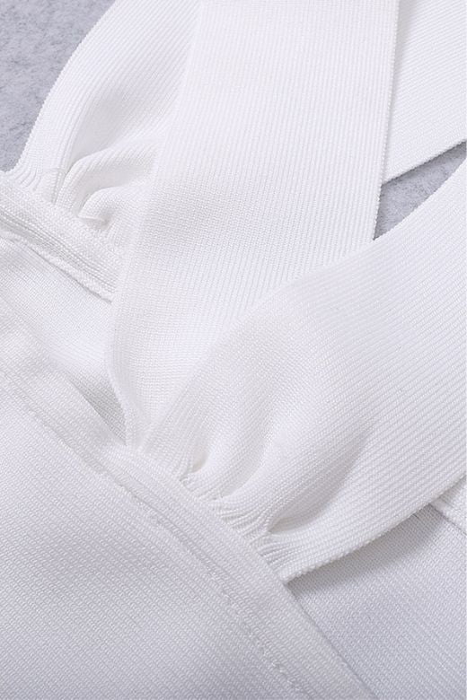 Molly Bandage Midi Dress - White Pearl - Image 9