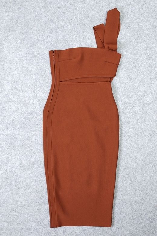 Molly Bandage Midi Dress - Tan Brown - Image 9
