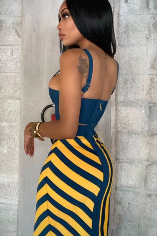 Nadia Bandage Crop Top and Midi Skirt Set - Royal Blue - Image 10