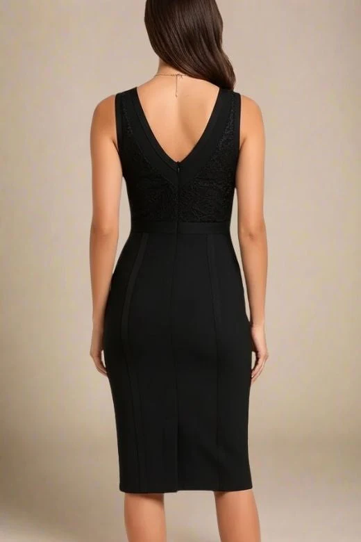 Noa V Neck Bodycon Dress - Classic Black - Image 2